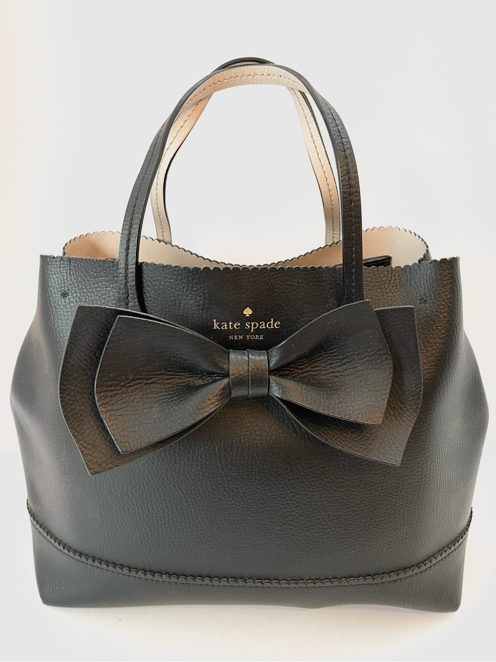 KATE SPADE BLACK BOW DETAIL LEATHER BAG